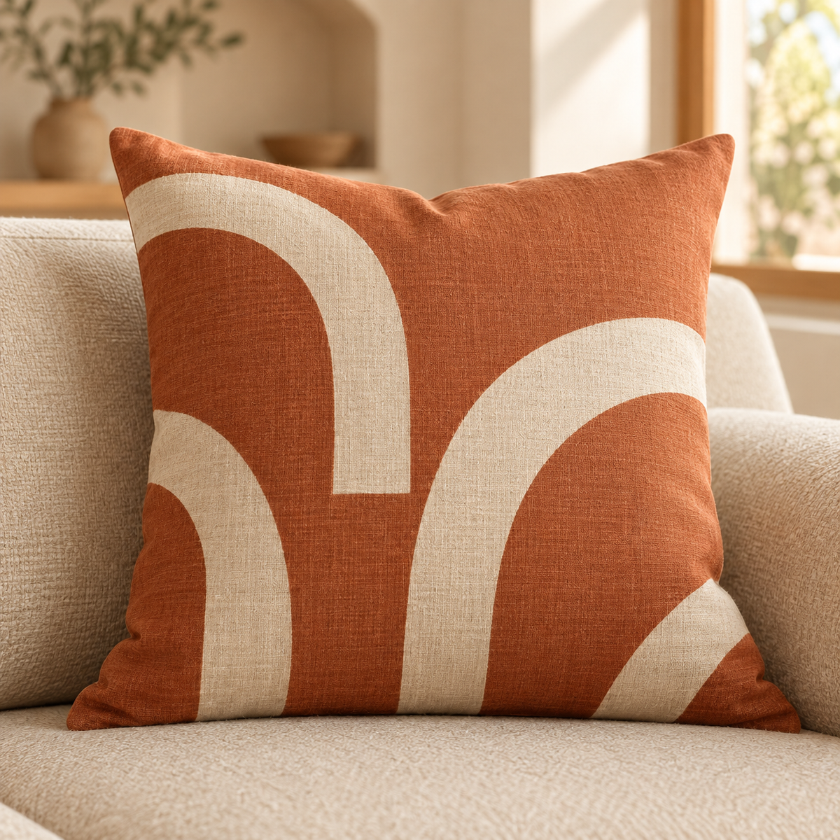 Terracotta Arc Sofa Cushion — generated design illustration