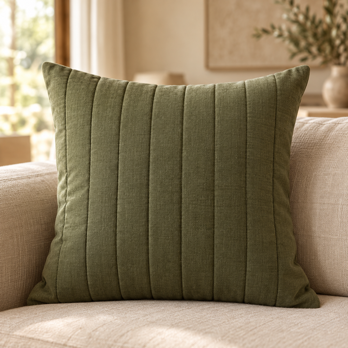 Olive Grove Sofa Cushion — generated design illustration