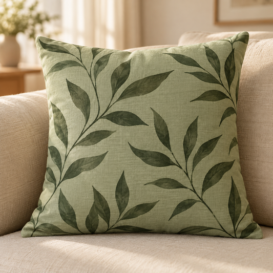 Sage Leaf Sofa Cushion — generated design illustration