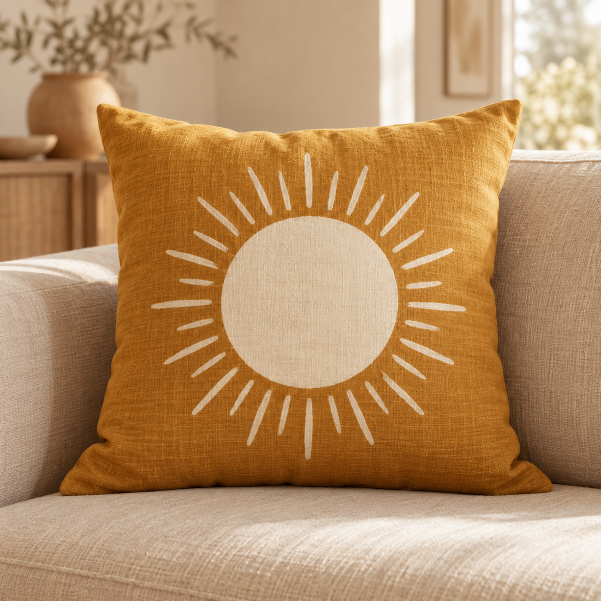 Ochre Sun Sofa Cushion — generated design illustration