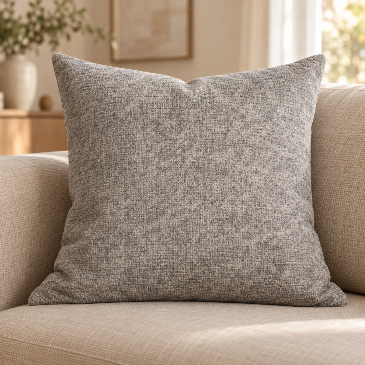 Pebble Grey Sofa Cushion — generated design illustration